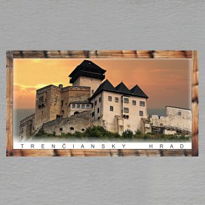 Trenčiansky hrad západ slunce - magnet DL rám