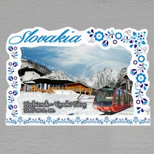 Hrebienok - Vysoké Tatry - lanovka - magnet C6 rám Slovakia výšivka dvojitý