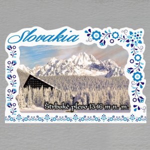 Štrbské pleso - magnet C6 rám Slovakia výšivka dvojitý