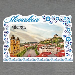 Trenčín - magnet C6 rám Slovakia výšivka dvojitý