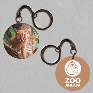 ZOO Jihlava - karakal - logo - klíčenka kulatá