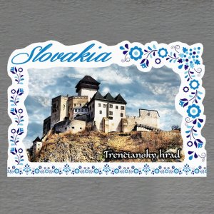 Trenčiansky hrad - magnet C6 rám Slovakia výšivka dvojitý