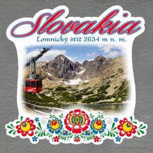 Lomnický štít - lanovka - magnet Slovakia výšivka