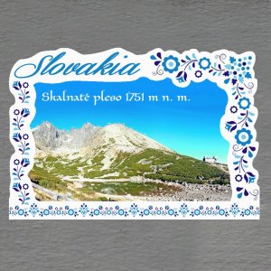 Skalnaté pleso - magnet C6 rám Slovakia výšivka dvojitý