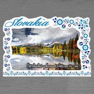 Štrbské pleso - magnet C6 rám Slovakia výšivka dvojitý