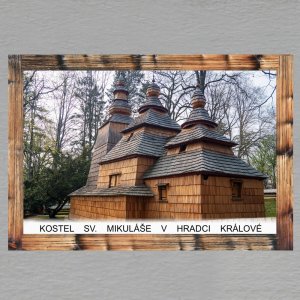 Hradec Králové - kostel sv. Mikuláše - magnet C6 rám