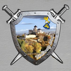 Trenčiansky hrad - erb - magnet štít s meči