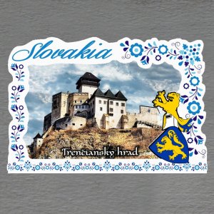 Trenčiansky hrad - erb - magnet C6 rám Slovakia výšivka dvojitý