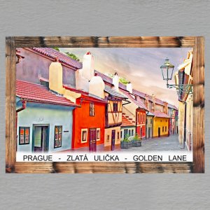 Prague - Zlatá ulička - Golden lane - magnet C6 rám dvojitý