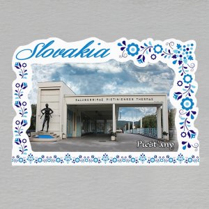 Piešťany - Thermia hotel - magnet C6 rám - Slovakia - výšivka dvojitý