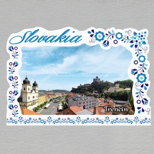 Trenčín - magnet C6 rám Slovakia výšivka dvojitý