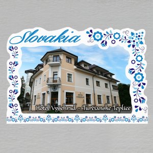 Hotel Vyšehrad - Turčianske Teplice - Magnet - C6 rám Slovakia - výšivka modrá - dvojitý