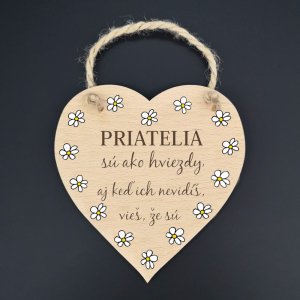 Priatelia... - kopretiny - dekorace srdce 16cm