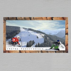 Vrátna - Paseky - lyžař - snowboardista - magnet DL rám dvojitý