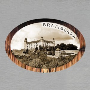 Bratislava - Hrad - magnet ovál rám - sépie