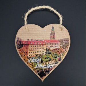 Český Krumlov - dekorace srdce 16cm