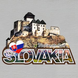 Trenčiansky hrad - magnet ořez masiv SLOVAKIA