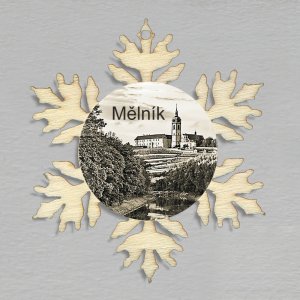 Mělník - ozdoba vločka - sépie