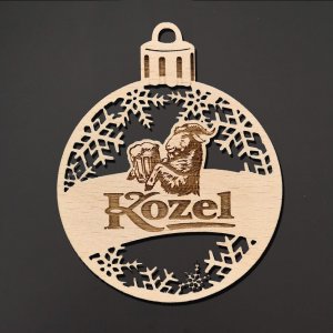 Kozel - ozdoba kulatá se zlatou nití