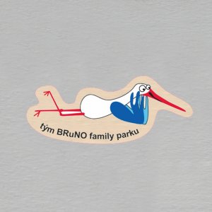 Tým Bruno family parku - čáp ležící - magnet ořez masiv