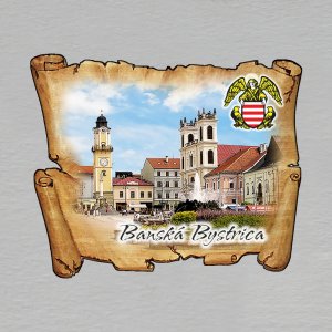 Banská Bystrica - magnet mini pergamen - erb anděl