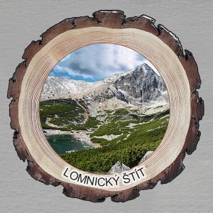 Lomnický štít - magnet kůra kulatá 6cm