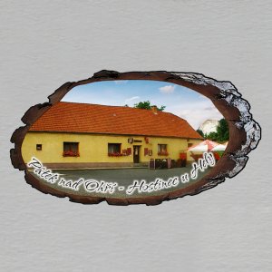 Pátek nad Ohří - hostinec - magnet kůra ovál