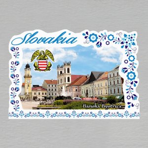 Banská Bystrica + erb - magnet C6 rám slovakia výšivka dvojitý