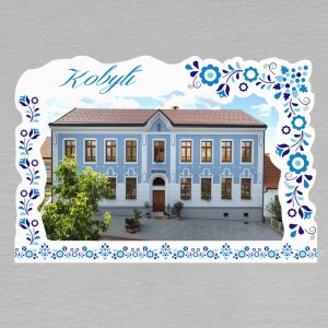 Kobylí - muzeum - magnet C6 rám výšivka modrá JEDNODUCHÝ