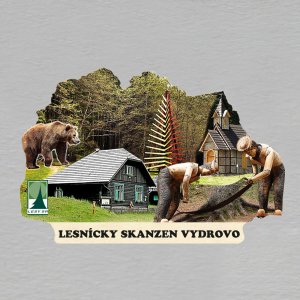 Lesnícky skanzen Vydrovo - magnet ořez s textem