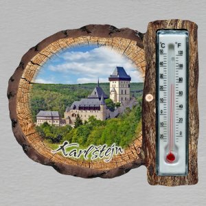 Karlštejn - magnet s teploměrem - kůra