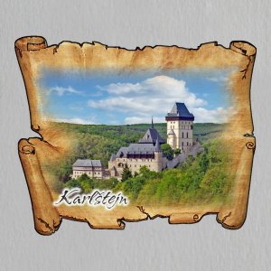 Karlštejn - magnet mini pergamen