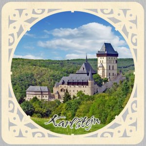 Karlštejn - podtácek hranatý laser prořezávaný