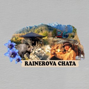 Rainerova chata - magnet ořez s textem