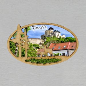 Trenčín - magnet ovál dvojitý světlý