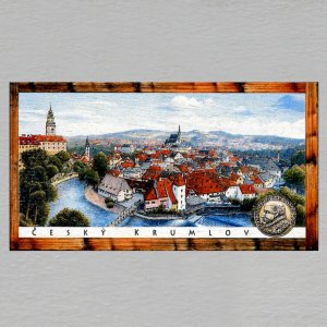 Český Krumlov - Panorama + pečeť - magnet DL rám