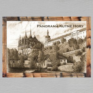 Kutná Hora - Panorama - magnet C6 rám - sépie