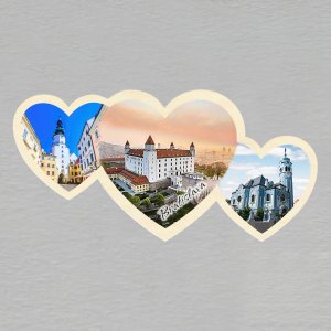 Bratislava - magnet tři srdce dvojitý