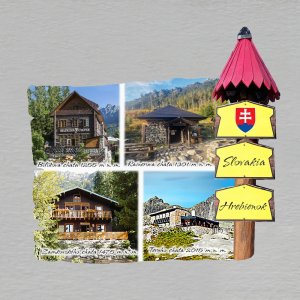 Vysoké Tatry - chaty - magnet rozcestník