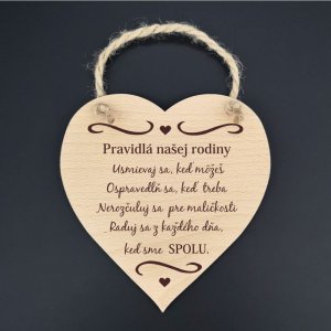 Pravidlá našej rodiny... - dekorace srdce