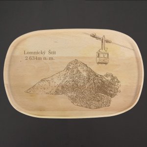 Lomnický štít - lanovka - servírovací podnos s gravírem 25 cm