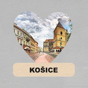 Košice - magnet srdce s textem