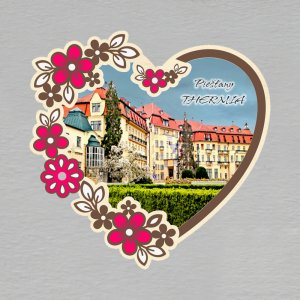 Piešťany - Thermia hotel - magnet srdce květiny - překližka