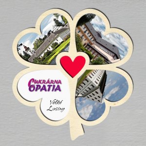 Velké Losiny - Cukrárna Opatia - magnet čtyřlístek dvojitý