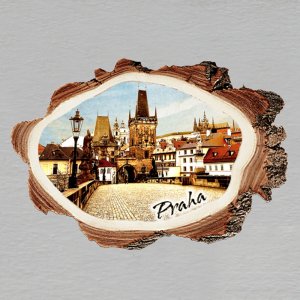 Praha - Mostecká brána - magnet kůra malá