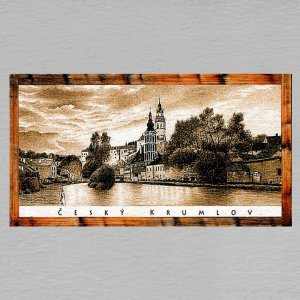 Český Krumlov - Panorama - magnet DL rám - sépie