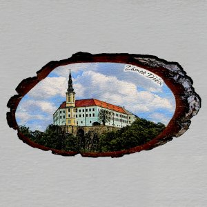 Děčín - zámek - magnet kůra ovál