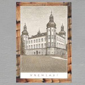 Vrchlabí - Zámek - magnet C6 rám - sépie