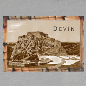 Devín - magnet C6 rám - sépie