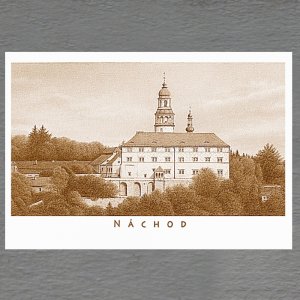 Náchod - Zámek - magnet C6 sépie